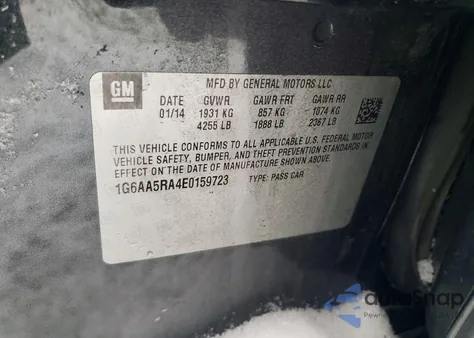 2014 Cadillac Ats from USA, damaged, VIN 1G6AA5RA4E0159723